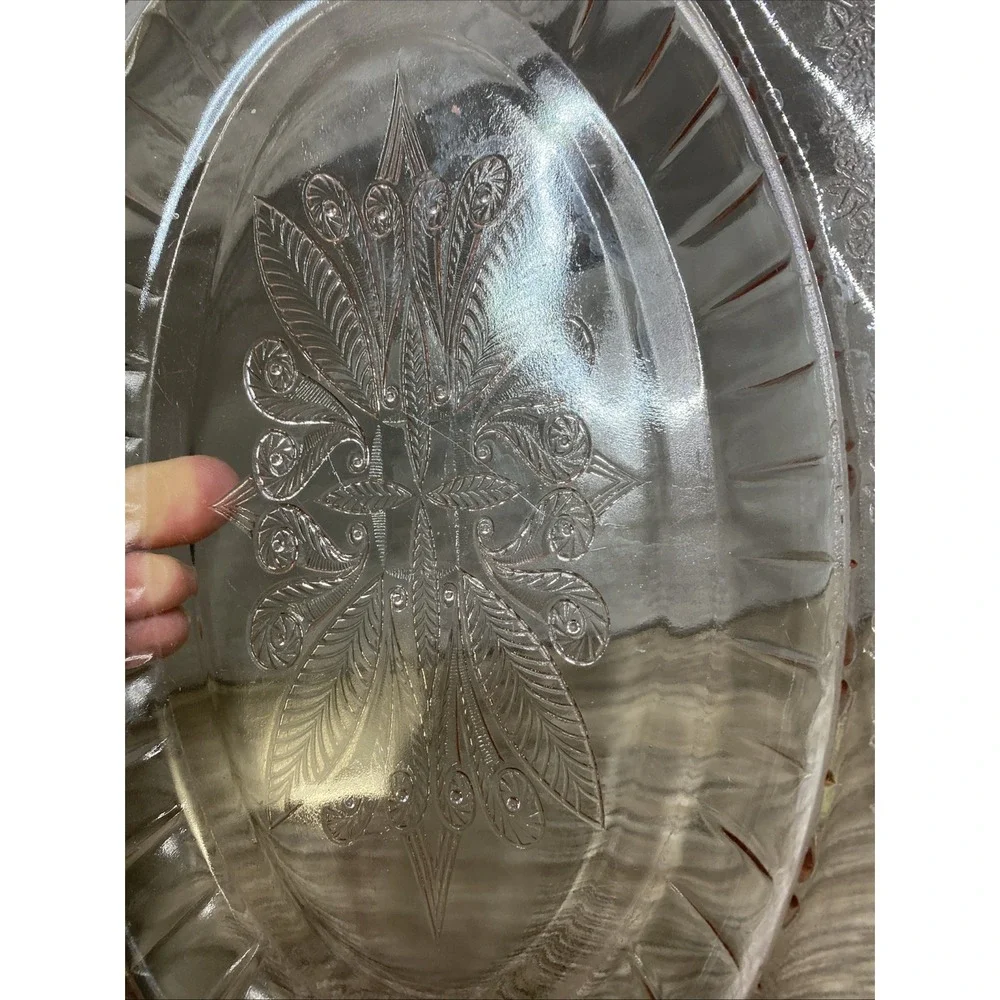 Vintage ANCHOR HOCKING PINK DEPRESSION GLASS PRINCESS PLATTER PLATE 12